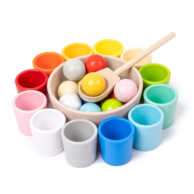 Mont 's educativo para bebés abrazadera de bola abrazadera de cuentas juguetes de emparejamiento de color niños educación temprana cognitiva taza de clasificación de color