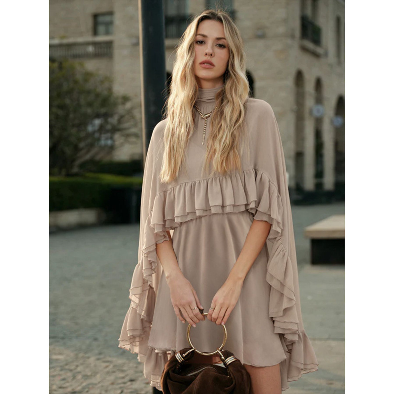 Amazon's New Spring and Summer Style Elegant Chiffon Dress with Fashionable Inner Camisole Two-Piece Set
