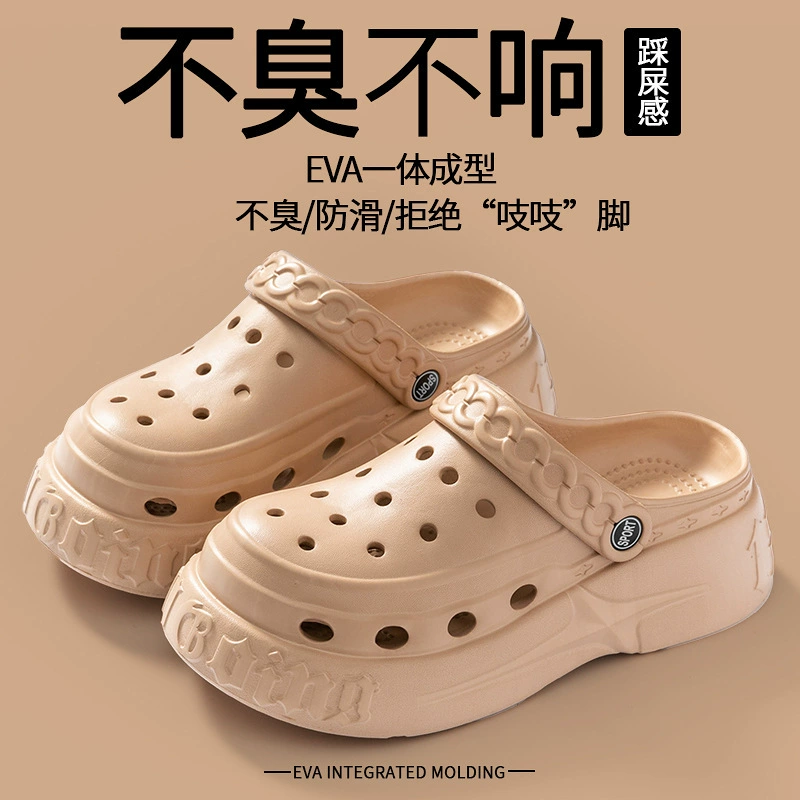 Женские летние пляжные шлепанцы Croc, новинка 2025 года, нескользящие, антибактериальные, на толстой подошве.