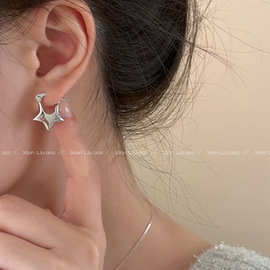 时尚感五角星星金属耳扣女轻奢小众设计耳环复古个性气质百搭耳饰