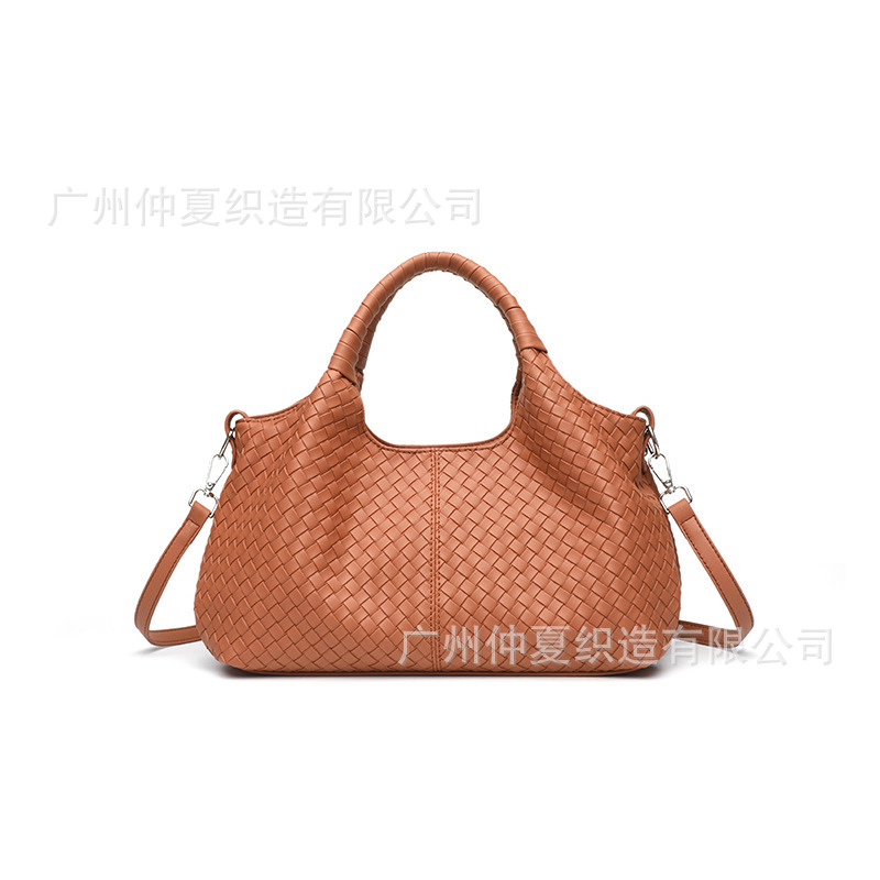 Large Capacity Retro Woven Leather Tote Bag For Women, Versatile Luxury Crossbody Shoulder Handbag, Mother's Bag - Thumbnail 6