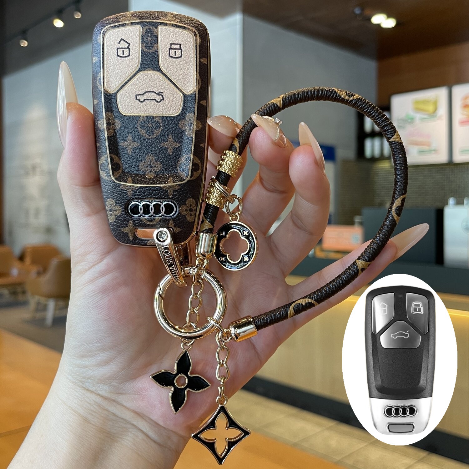 Suitable for Audi A6L Key Cover, A3 Dynamic Type, A7L High-End Model, Q6 Black Warrior Key Fob, A8/Q7/Q8/Q4 Full Cover