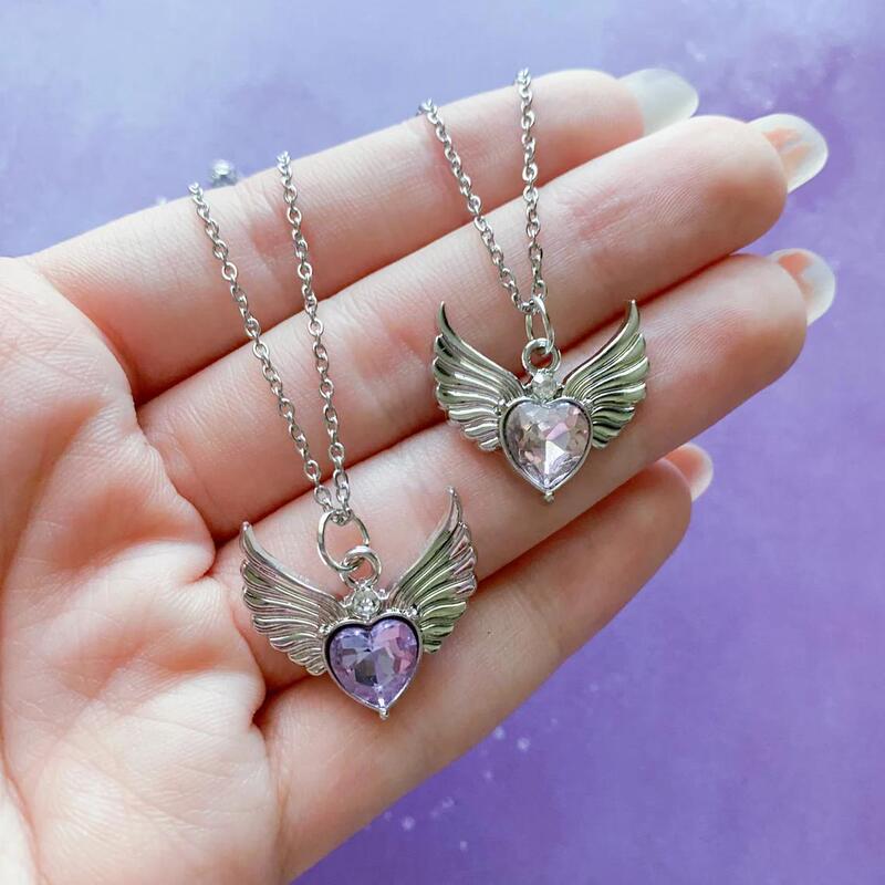 Cross-border Foreign Trade Angel Heart Y2k Charm Necklace 2000 s Youth Pink Cute Kawaii