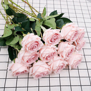 Cross-border wedding decoration high-end simulation rose manufacturer wholesale silk cloth single simulated rose simulated flowers