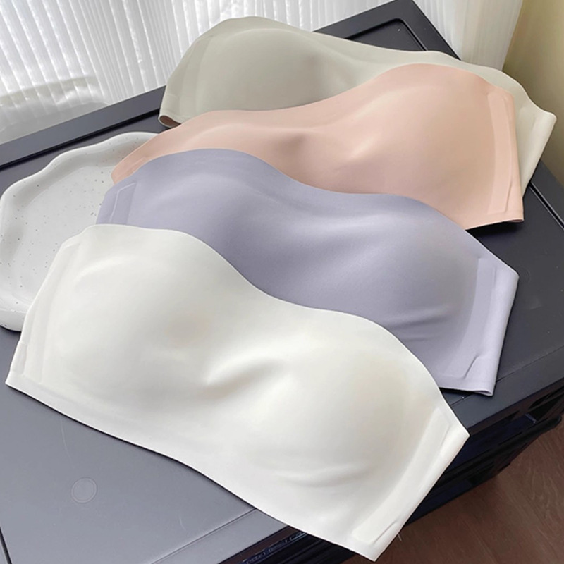 Summer strapless underwire bra for girls, special for small chest, seamless large cup to make it look smaller, ultra-thin backless bralette