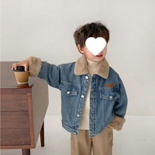 男童牛仔外套儿童秋冬加绒衣服2024新款宝宝冬季加厚小童