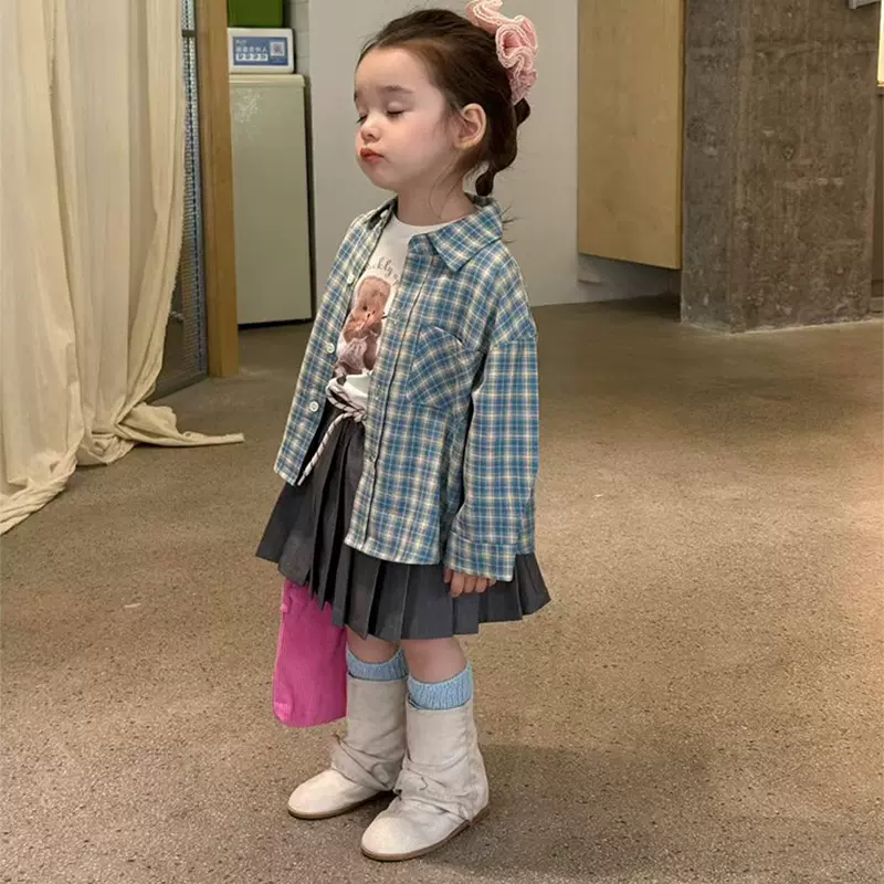 女童秋季新款2025百搭休闲可爱女宝宝韩版卡通短袖潮流时尚T恤