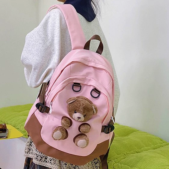 Cute capacious backpack, school bag, cartoon small bag, with little bears