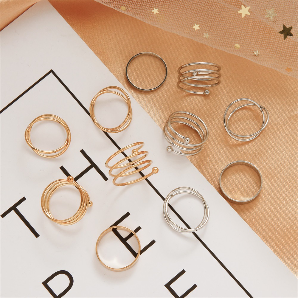 Simple Open Geometric Cross Ring Set display picture 4