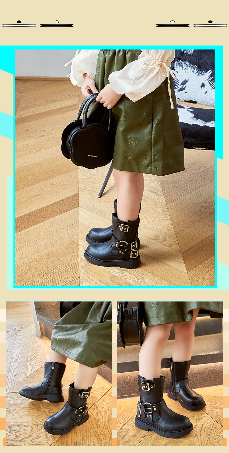 Scarpe per bambini nuovi stivali in pelle per bambini grandi in stile britannico per autunno e inverno, scarpe in pelle con suola morbida per bambini_voghion.com