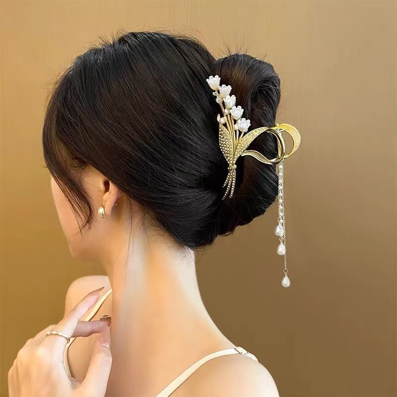高級ネットセレブグリッパー、女性用大型蝶タッセルヘアピン、後頭部シャーククリップ、ヘアアクセサリー、ヘアピン|undefined