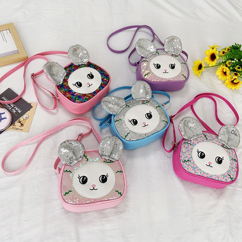 2021 summer new pattern children Bag lovely Rabbit Ears pu coin purse Korean Edition girl Inclined shoulder bag One piece On behalf of