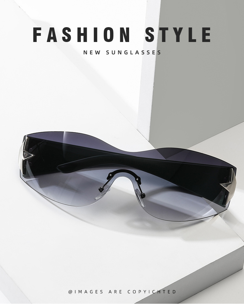 Retro Y2k Frameless Sunglasses Five Pointed Star Design Men_voghion.com