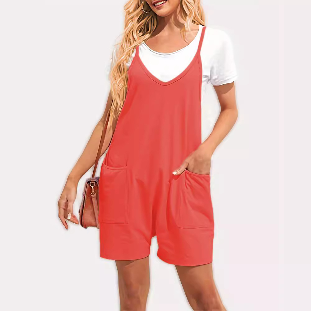 2024 ropa de mujer europea y americana eBay Amazon estación independiente popular cremallera bolsillo suspender pantalones mono suspender Pantalones