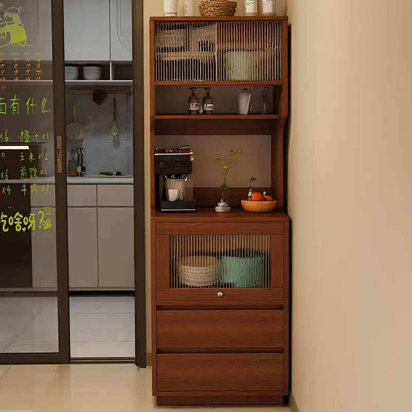餐边柜靠墙一体储物柜客厅收纳柜新款实木色置物柜咖啡柜茶水柜