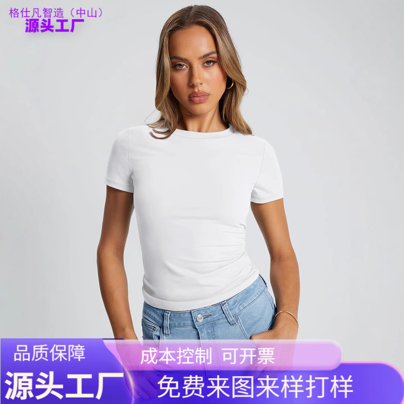 European and American Style Summer Short Crop Top Sports Yoga Wear, Skin-Friendly, Waist-Cinching, Slimming Fitness Top, Short-Sleeve T-Shirt European and American Style Summer Short Crop Top Sports Yoga Wear, Skin-Friendly, Waist-Cinching, Slimming Fitness Top, Short-Sleeve T-Shirt