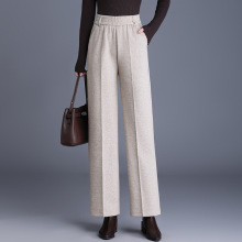 秋冬厚款羊毛呢妈妈裤子中老年女裤子高腰显瘦宽松直筒裤裤休闲裤