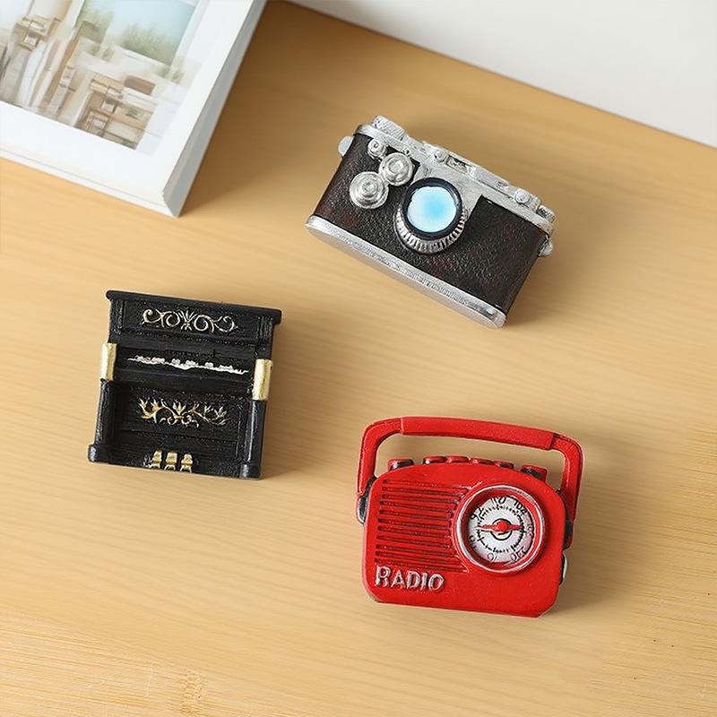 Mini electrodomésticos nostálgicos modelo retro impresora de radio accesorios de fotografía ventanas decoración de sala de estar al por mayor