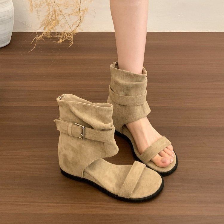 Botas altas y frescas para mujeres 2026 nuevas botas en línea retro bajas y cómodas para aumentar la altura y el verano