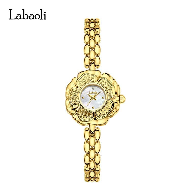 Orologio Labaoli Gold Small New Style con cinturino sottile e bracciale Camellia_voghion.com