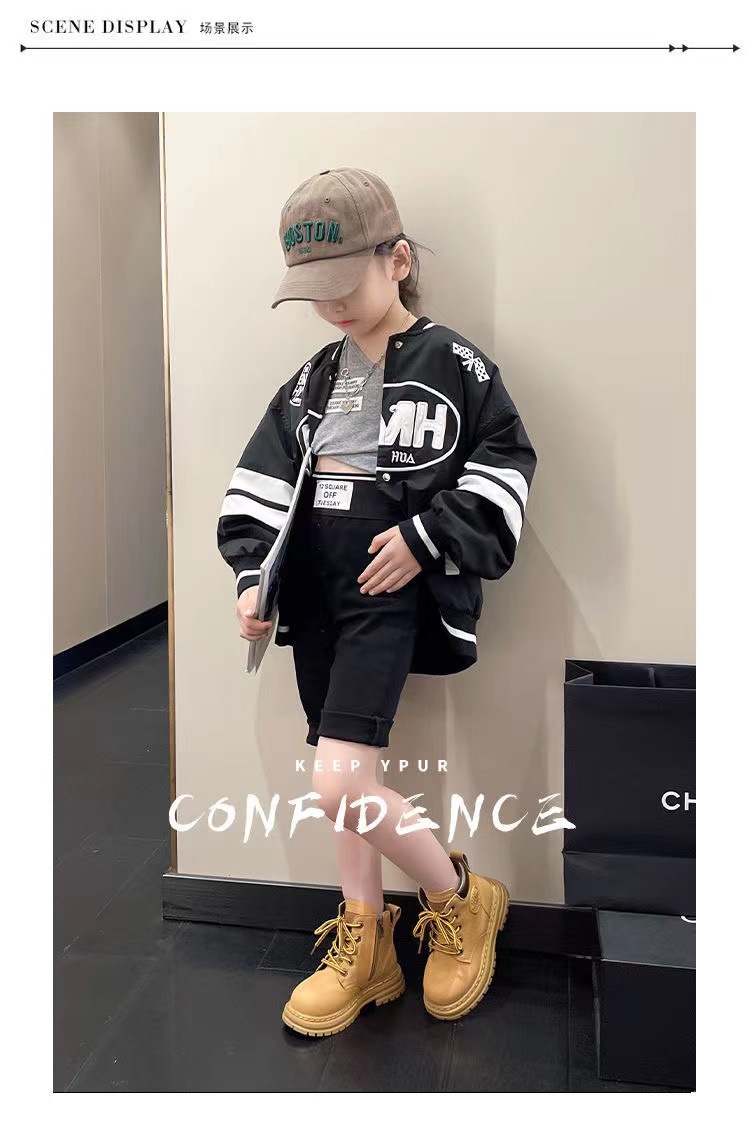 Children's Yellow 2023 Autumn and Winter New Girls' Martin Show Blast Street Little Girls' Short Boys'_voghion.com