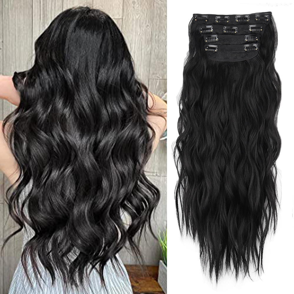 Transfronterizo Europa y los Estados Unidos cuatro piezas de clip de cabello comercio exterior ondas de agua crecen ondas de cabello extensiones de cabello