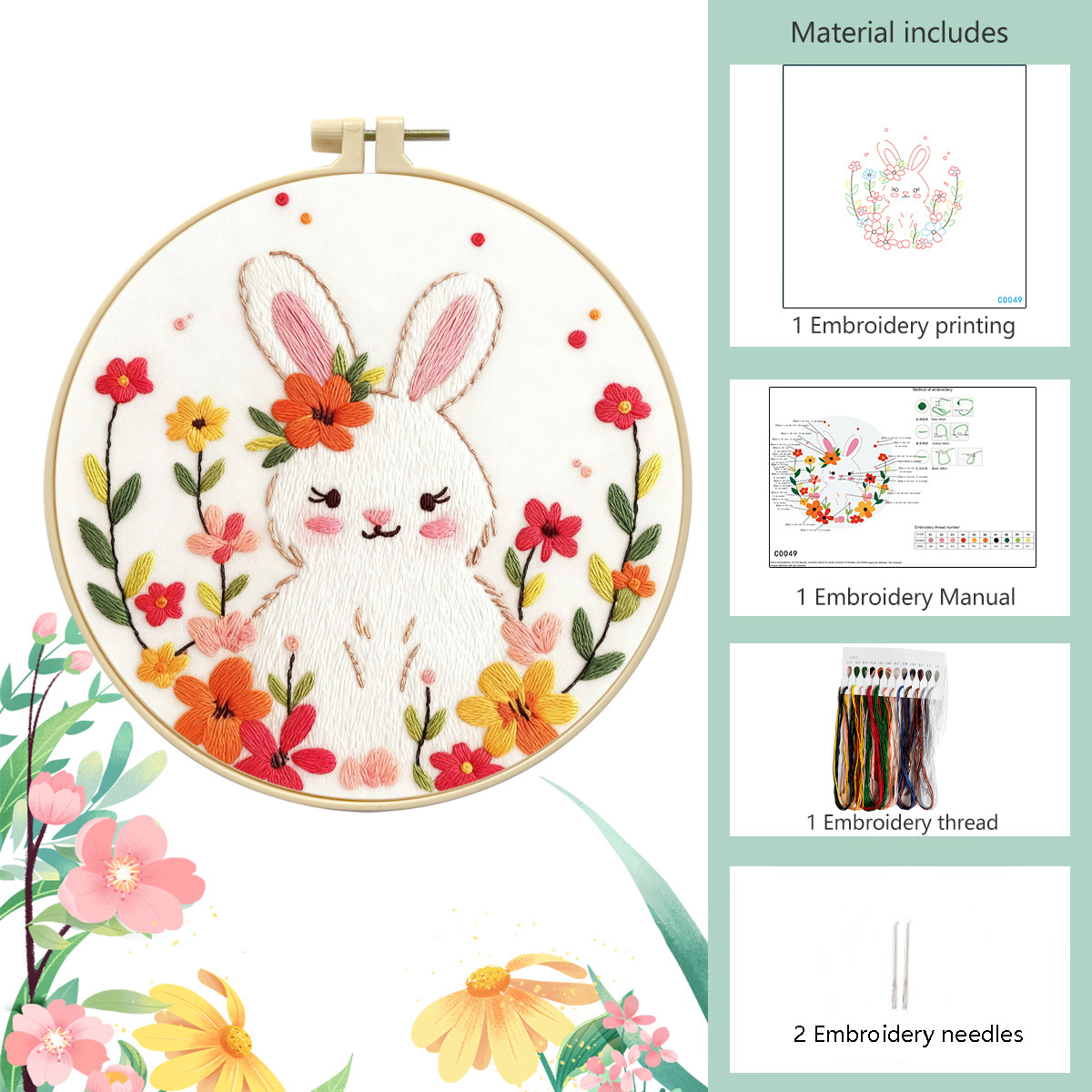 Paquete básico de materiales de costura (incluye 2 agujas de costura de tela bordada)