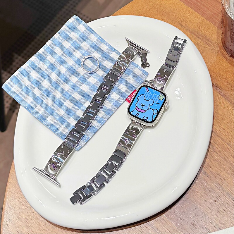Suitable for Apple S11 Generation Iwatch109876Se Watch Fit4 Huawei Gt6 Xiaomi 9Pro Puppy Steel Band Suitable for Apple S11 Generation Iwatch109876Se Watch Fit4 Huawei Gt6 Xiaomi 9Pro Puppy Steel Band