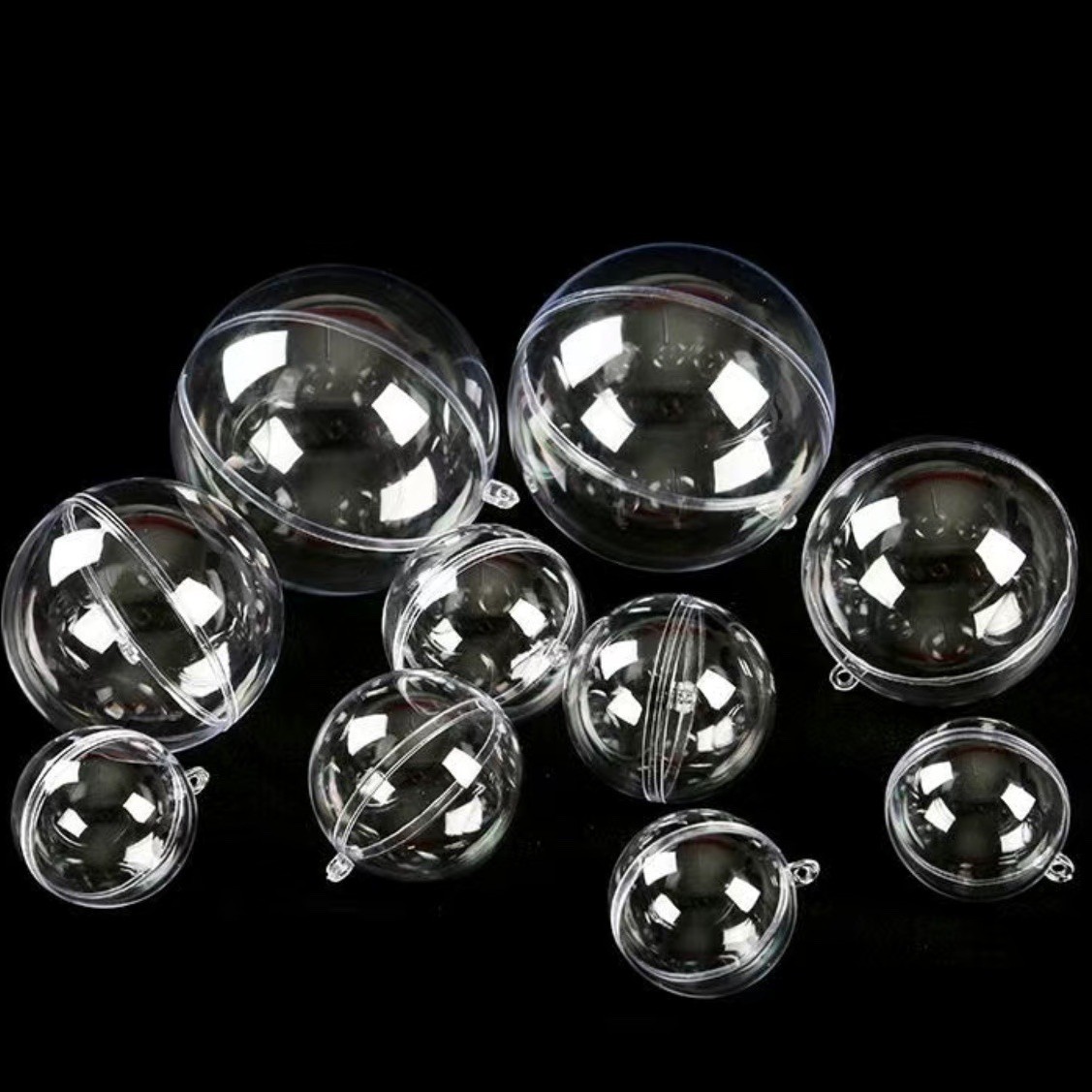 Highly Transparent Acrylic Ball Christmas Ball Decoration Round Ball Hollow Plastic Ball Hanging Decoration Can Open and Close Transparent Ball Multi-Size
