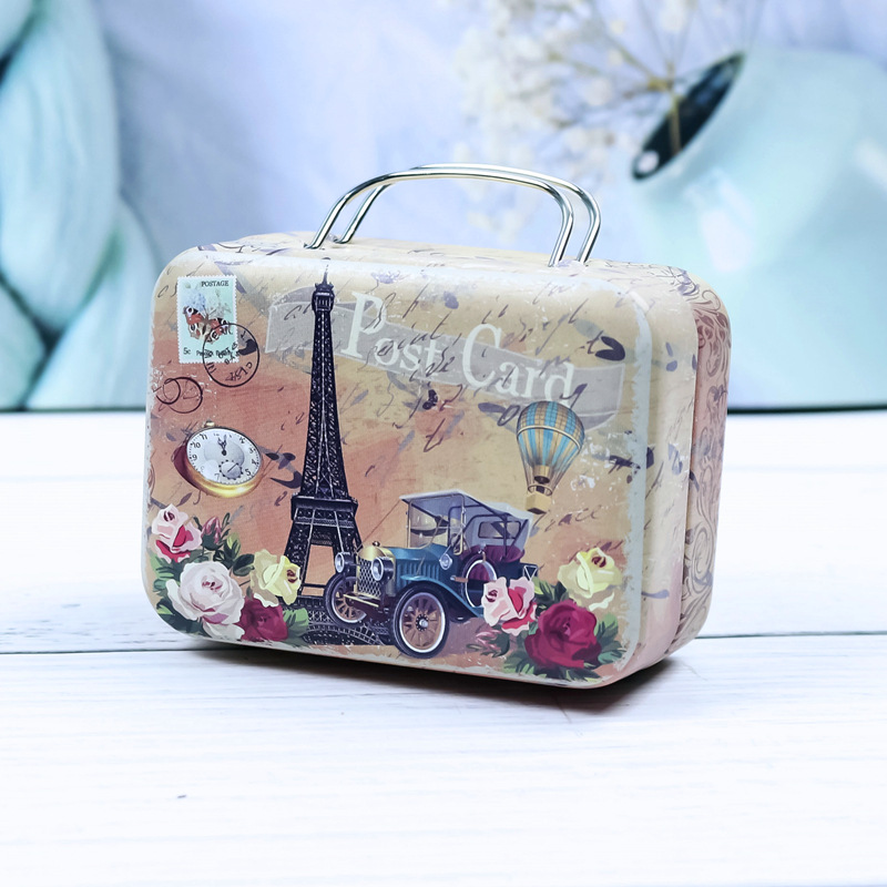 Retro maleta mini maleta caja de hierro caja de dulces monedero caja de monedas de regalo creativo caja de metal caja de embalaje