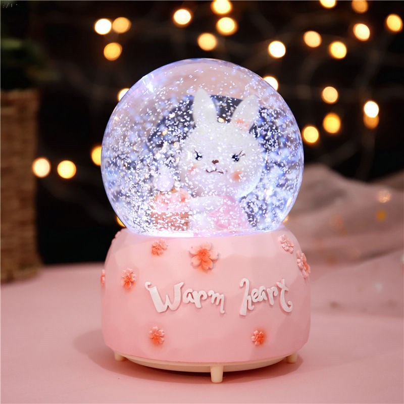  Customized Cartoon Rabbit Crystal Ball Nordic Girly Christmas Gift Ornament Resin Craft Creative