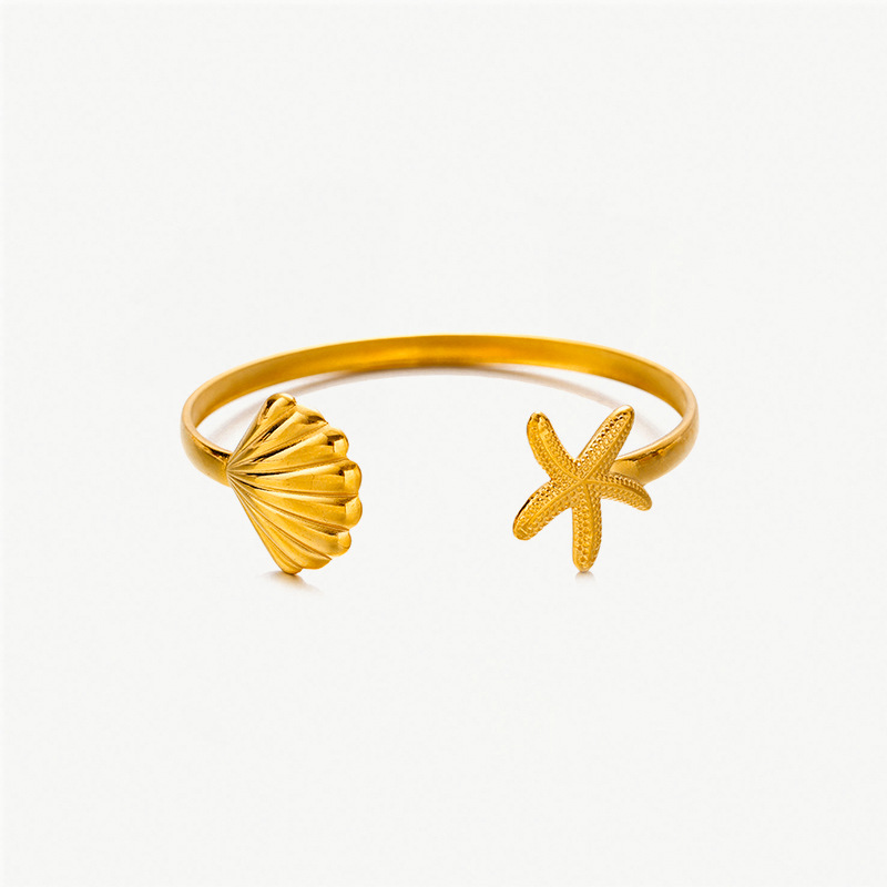 Tina 18k oro vacaciones de playa de acero inoxidable pulsera de alta calidad conchas abiertas ins joyas de acero de titanio