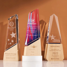 新款實木水晶獎杯刻字創意周年慶典獎牌制作比賽優秀員工年會頒獎