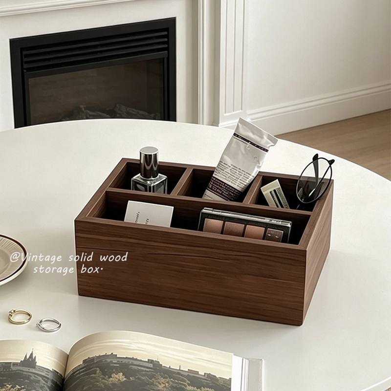 Retro wooden table sophisticated rectangular storage box