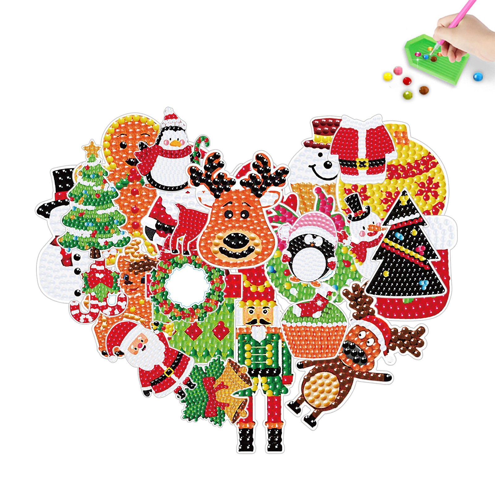 Christmas diamond painting random stickers DIY brick and stone painting wall stickers children's handmade stickers stickers round diamond_voghion.com