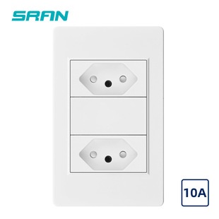 10A Cross Border Embedded Power Socket South America Double Brazil Socket Panel White 118 Household Socket