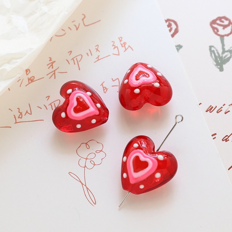 4g Weight Beads Jewelry Making Type 19 * 20mm Jewelry Making Size DIY Jewelry Accessories Classification 1 Piece Quantity glass Material Heart Shape Pattern Sweet, Simple Style Style 1 Piece 19 * 20mm Glass Heart Shape DIY Jewelry Accessories Beads 8