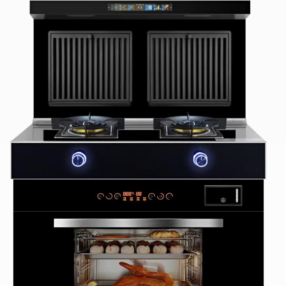 Integrated stove automatic cleaning fume separation Hood stove disinfection cabinet steam oven one-piece suit lower smoke exhaust