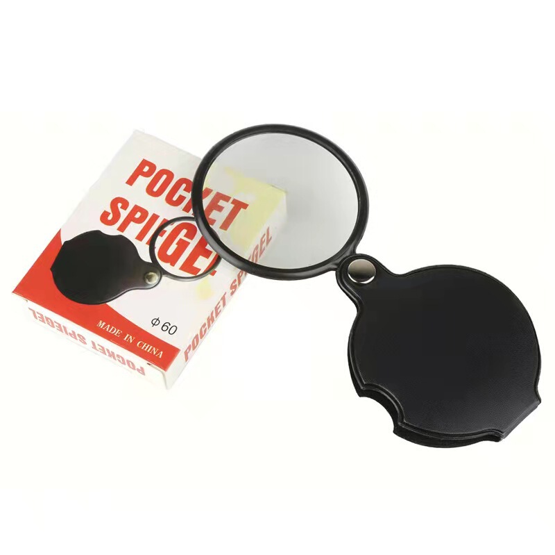 Living Handle Leather Case Mini 50mm Leather Magnifier Folding Leather Case Magnifier Pocket Magnifier