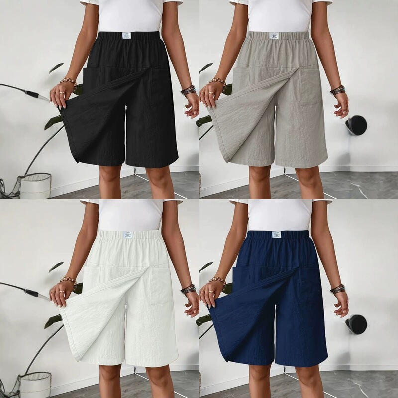 European and American cross-border 2025 new Amazon TEMUwish Xiyin foreign trade women's clothing pocket casual shorts and skirt-pants for women European and American cross-border 2025 new Amazon TEMUwish Xiyin foreign trade women's clothing pocket casual shorts and skirt-pants for women