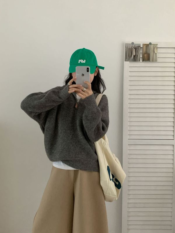 韩系百搭高级感超好看的套头连帽毛衣女秋冬新款内搭帽衫针织上衣|undefined
