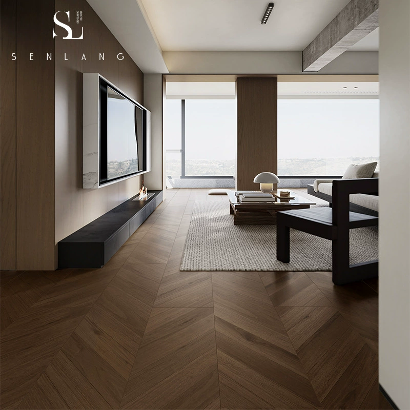 Ламинат под старину, узор «французский черный орех» (ёлка), для дома; мозаичный пол в античном стиле для гостевых домов