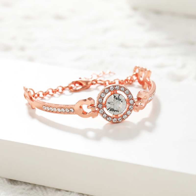 Bracciale a catena rotondo elegante da donna con strass luminosi_voghion.com