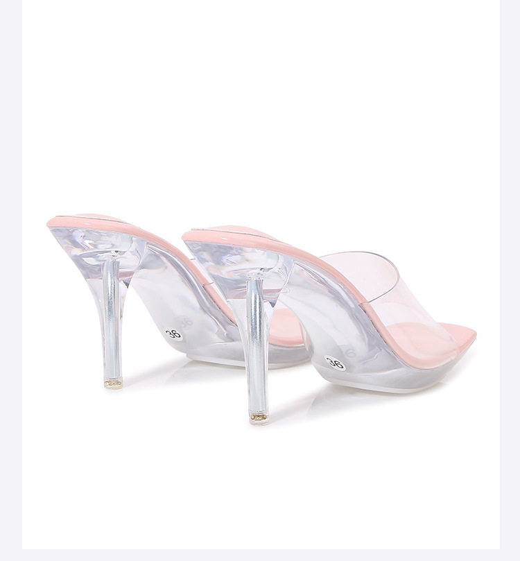 Dép sandal nữ mũi vuông trong suốt gót nhọn hở gót phong cách Âu Mỹ — Màu bạc, Màu hồng, Màu mơ, Màu trắng chi tiết 34