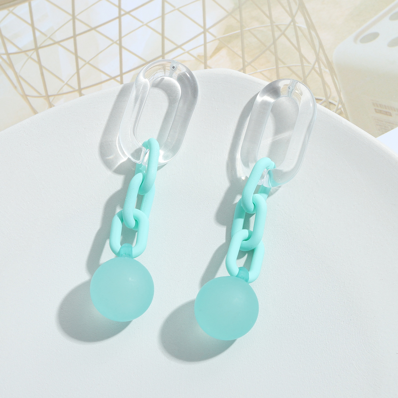 Korean Fashion  Chain Geometric Color Resin Earringspicture3
