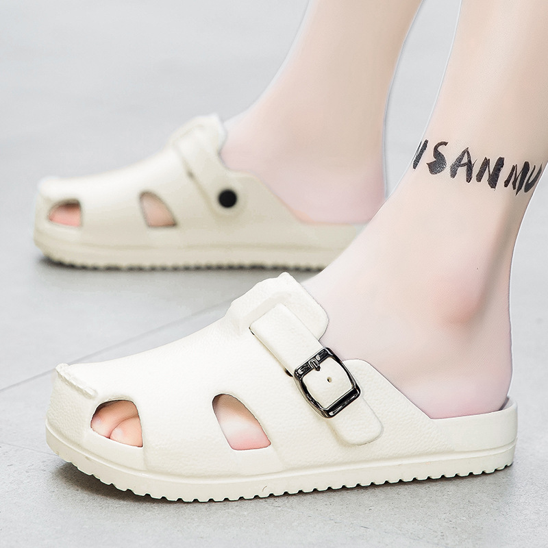 Zapatos con agujeros transfronterizos Sandalias de playa de ocio al aire libre para hombres Ropa exterior de verano Pantuflas Baotou Bucken para hombres de moda