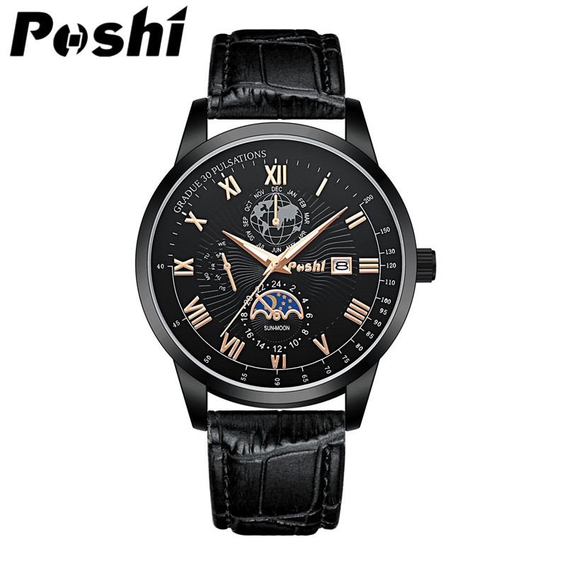 Poshi bienes genuinos, reloj de cuarzo, calendario impermeable, reloj deportivo