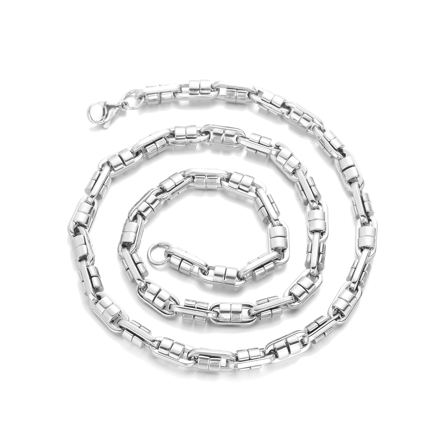 Hip-Hop Classic Style Titanium Steel Geometric Men's Bracelets Necklace display picture 8