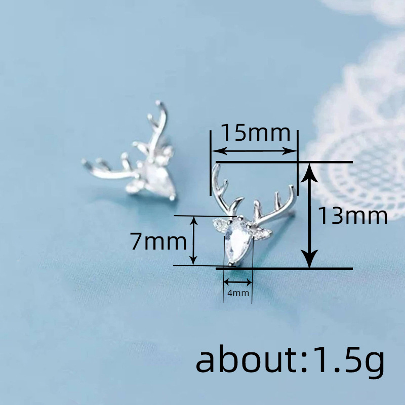Cao Shi cute inlaid geometric zircon deer earrings for women Christmas fashion earrings exquisite matching earrings_voghion.com