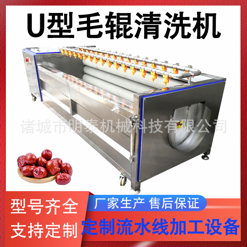 木薯金刚砂U型毛辊去皮机红薯土豆清洗设备猪头猪蹄清洗去杂机